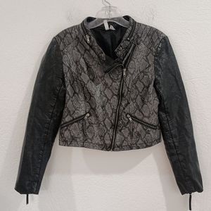 H&M Divided Faux Leather Snakeskin Print Moto Jacket